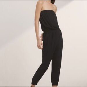 Aritzia Talula Jumpsuit Black Strapless Jogger Cinched Waist Size S
